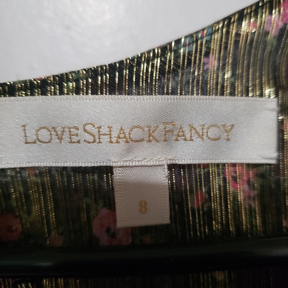 LoveShackFancy Mercy Lurex Metallic Silk Midnight Vine Mini Dress New Size 8 - Picture 14 of 14